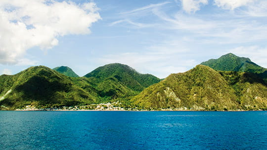 A view towards Dominica from the sea